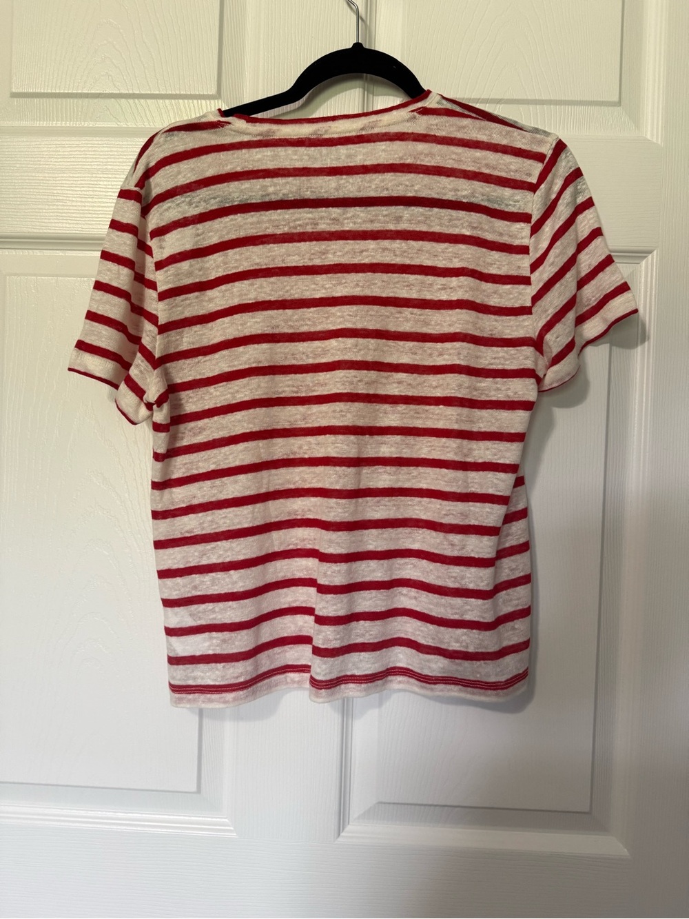 J. Crew NWT 100% Linen Red Striped Short Sleeve Tee- S - Picture 5 of 7